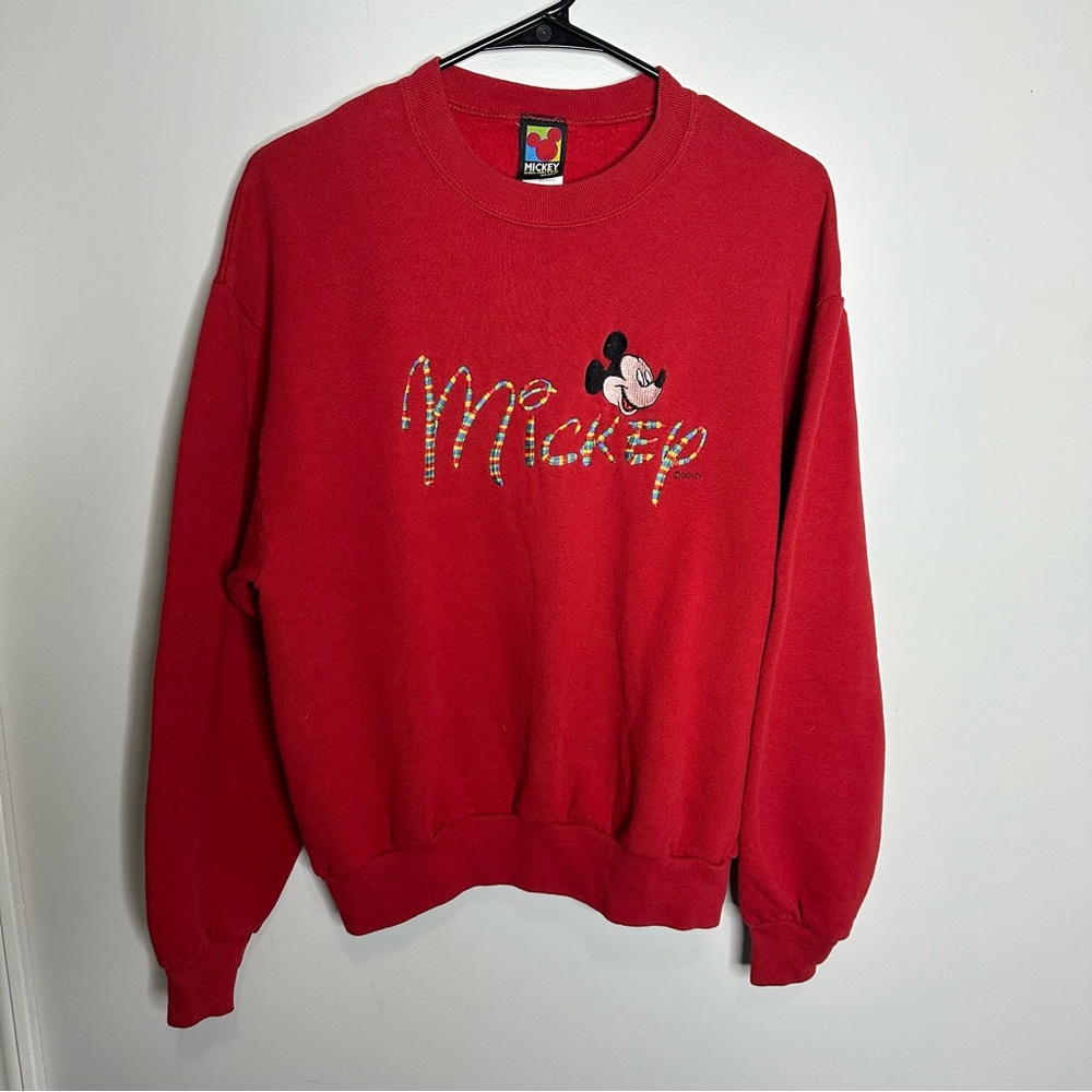 Vintage Mickey Made In USA Embroidered Christmas Crewneck Sweatshirt Size Medium